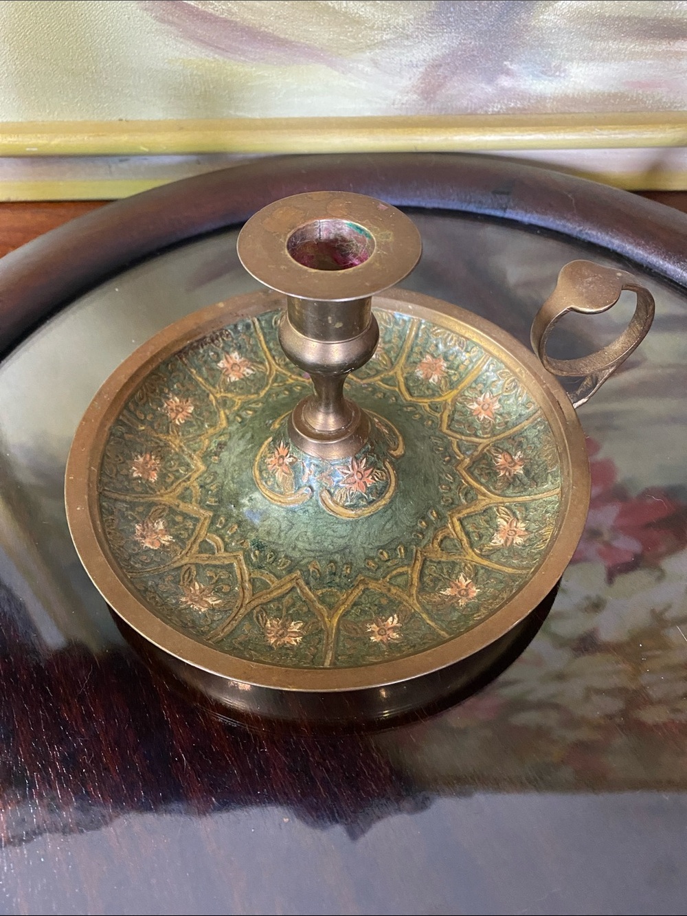 India Brass Chamber Candle Holder